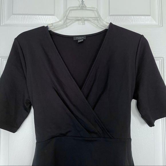 Ann Taylor Factory Black V-Neck Tie Back Top - Picture 2 of 4